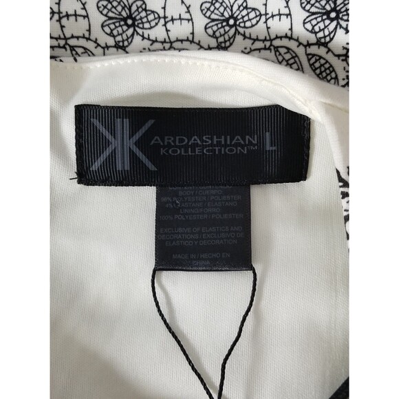 NWT - Kardashian Kollection Dress size L Bodycon Tattoo Style Vegas Black White - Picture 13 of 15